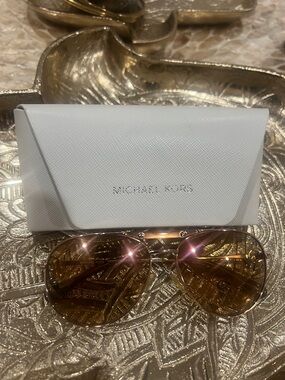 Michael Kors Gold Frame Sunglasses with Brown Lenses